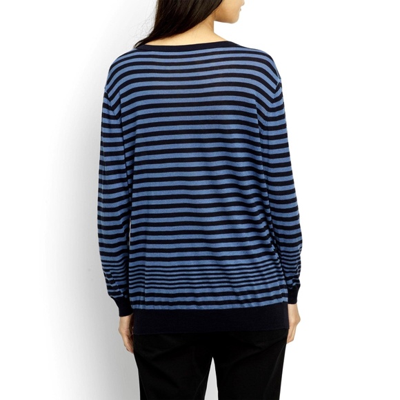 VINCE NWT OVERSIZED STRIPE COTTON/SILK/CASHMERE NEW COASTAL SWEATER. SIZE XS - Picture 3 of 12